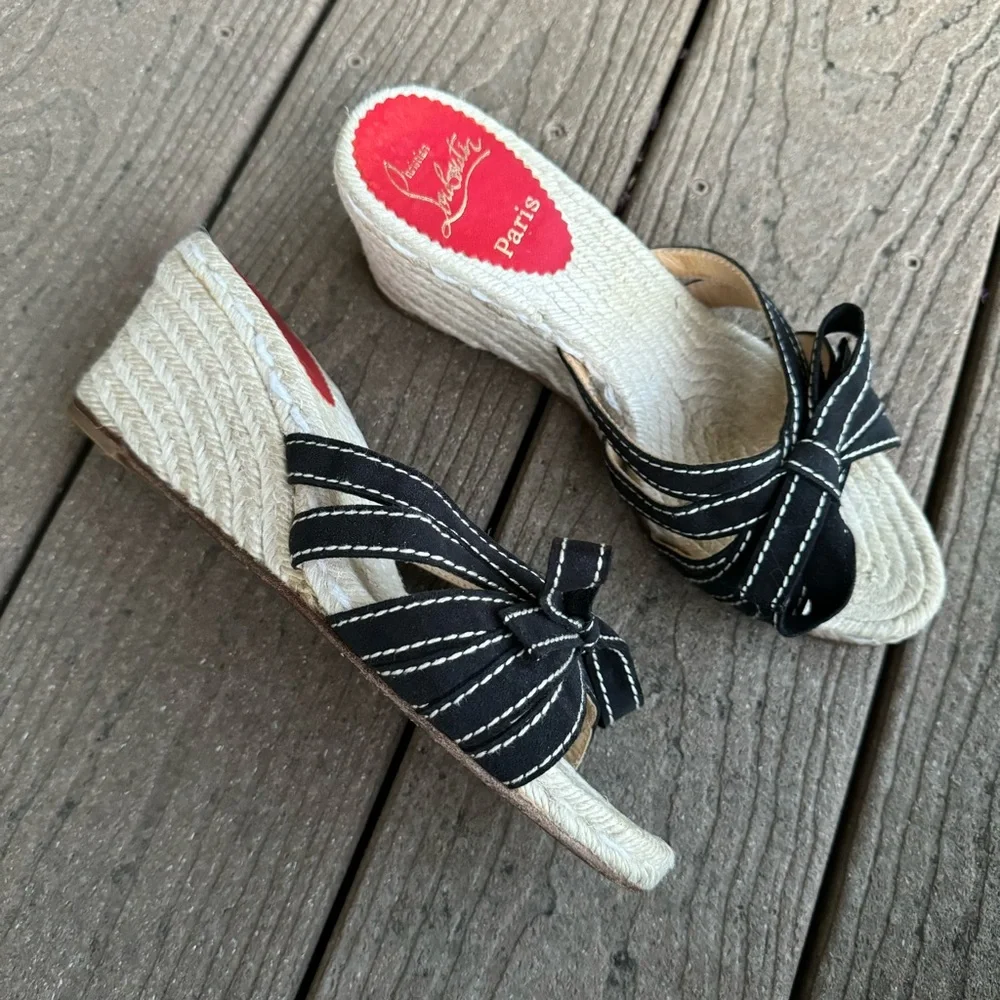 Christian Louboutin Black and Cream Espadrilles